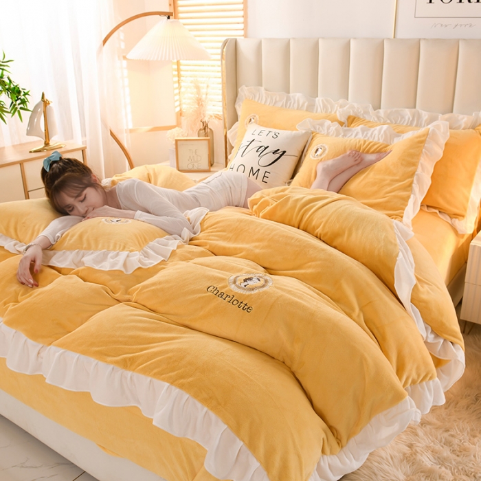 91家纺网 家纺一手货源 找家纺 （总）迷仙巢 2021新款牛奶绒系列四件套公主