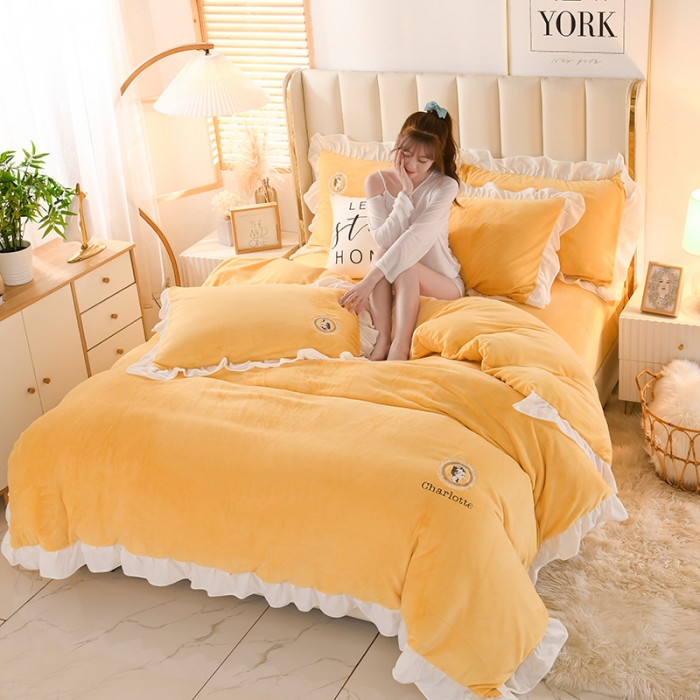 91家纺网 家纺一手货源 找家纺 （总）迷仙巢 2021新款牛奶绒系列四件套公主