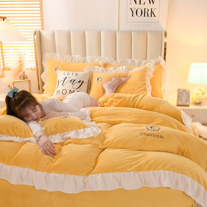 91家纺网 家纺一手货源 找家纺 （总）迷仙巢 2021新款牛奶绒系列四件套公主