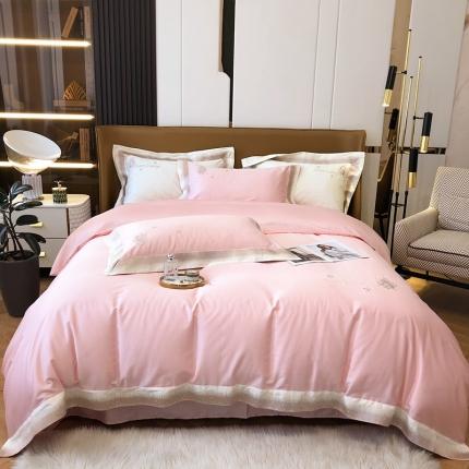 馨蕊2021秋冬新品100支澳棉四件套高定系列 蝶恋-柔雾粉