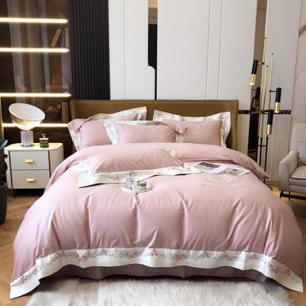 91家纺网 家纺一手货源 找家纺 馨蕊 2021秋冬新品100支澳棉四件套高定系列 梦露 梦露-豆蔻粉