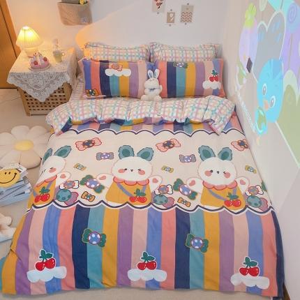 91家纺网 家纺一手货源 找家纺 (总）沐棉家纺2021新款卡通牛奶绒四件套