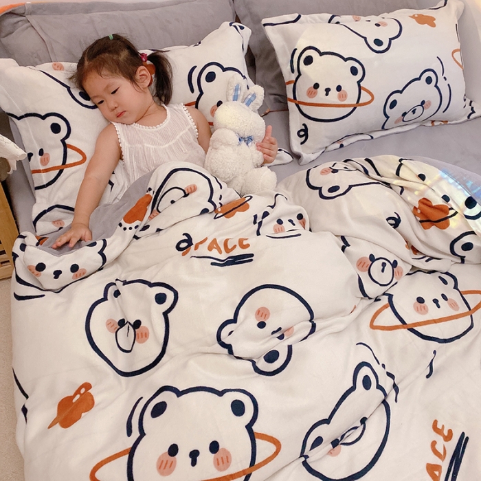 91家纺网 家纺一手货源 找家纺 (总）沐棉家纺2021新款卡通牛奶绒四件套