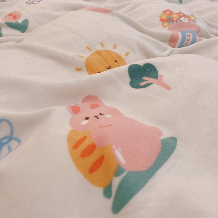 91家纺网 家纺一手货源 找家纺 沐棉家纺2021新款卡通牛奶绒四件套 萝卜兔