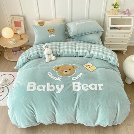 91家纺网 家纺一手货源 找家纺 （总）鼎飞 2021新款高克重绣花刺绣牛奶绒四件套