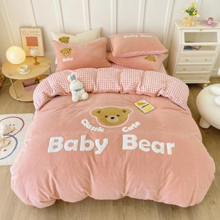 91家纺网 家纺一手货源 找家纺 （总）鼎飞 2021新款高克重绣花刺绣牛奶绒四件套