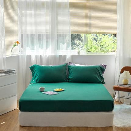 91家纺网 家纺一手货源 找家纺 小米笠 2021年新100支100s全棉磨毛抗菌床笠三件套 孔雀绿