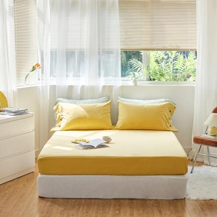 91家纺网 家纺一手货源 找家纺 小米笠 2021年新100支100s全棉磨毛抗菌床笠三件套 缃叶黄