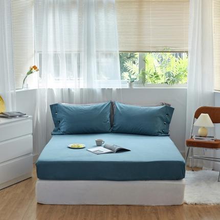 91家纺网 家纺一手货源 找家纺 小米笠 2021年新100支100s全棉磨毛抗菌床笠三件套 月光蓝