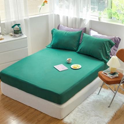 小米笠 2021年新100支100s全棉磨毛抗菌床笠三件套 孔雀绿