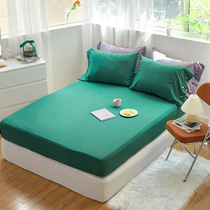 91家纺网 家纺一手货源 找家纺 小米笠 2021年新100支100s全棉磨毛抗菌床笠三件套 孔雀绿