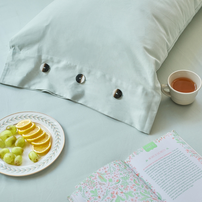 91家纺网 家纺一手货源 找家纺 小米笠 2021年新100支100s全棉磨毛抗菌床笠三件套 千草绿