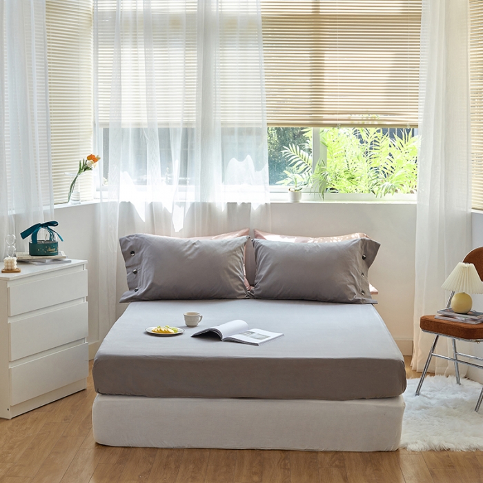 91家纺网 家纺一手货源 找家纺 小米笠 2021年新100支100s全棉磨毛抗菌床笠三件套 青紫灰