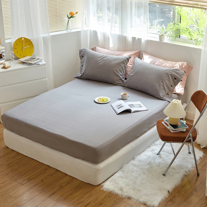 91家纺网 家纺一手货源 找家纺 小米笠 2021年新100支100s全棉磨毛抗菌床笠三件套 青紫灰