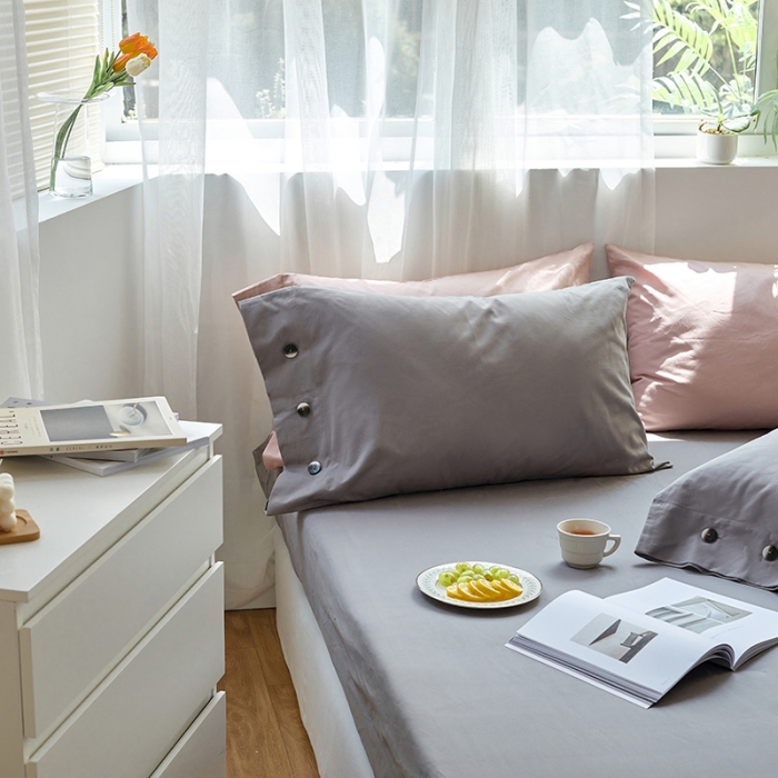 91家纺网 家纺一手货源 找家纺 小米笠 2021年新100支100s全棉磨毛抗菌床笠三件套 青紫灰