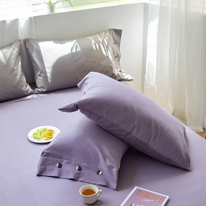 91家纺网 家纺一手货源 找家纺 小米笠 2021年新100支100s全棉磨毛抗菌床笠三件套 香芋紫