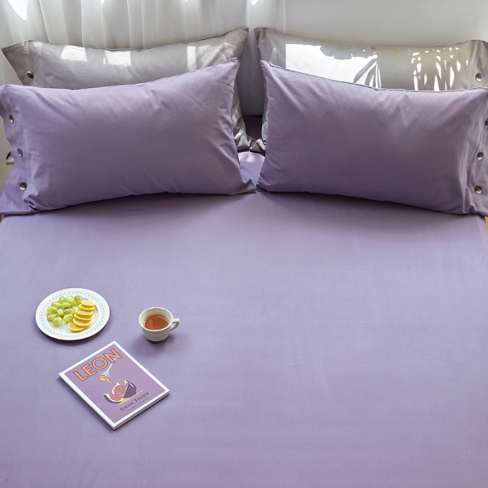 91家纺网 家纺一手货源 找家纺 小米笠 2021年新100支100s全棉磨毛抗菌床笠三件套 香芋紫