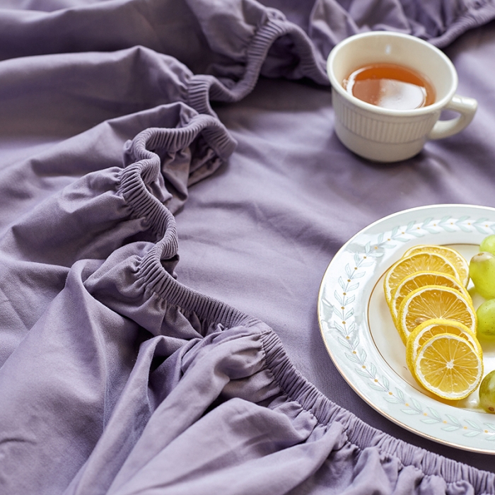 91家纺网 家纺一手货源 找家纺 小米笠 2021年新100支100s全棉磨毛抗菌床笠三件套 香芋紫