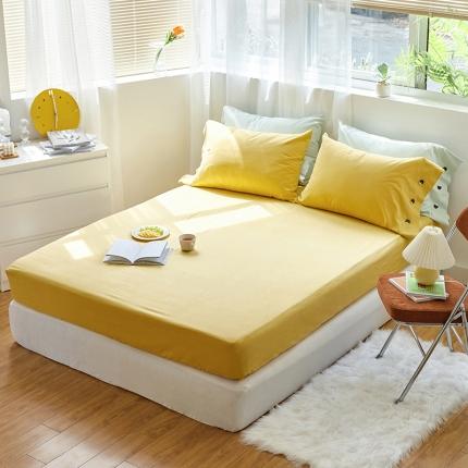 小米笠 2021年新100支100s全棉磨毛抗菌床笠三件套 缃叶黄