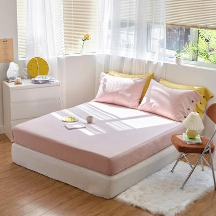 小米笠 2021年新100支100s全棉磨毛抗菌床笠三件套 樱花粉