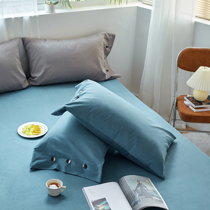 91家纺网 家纺一手货源 找家纺 小米笠 2021年新100支100s全棉磨毛抗菌床笠三件套 月光蓝