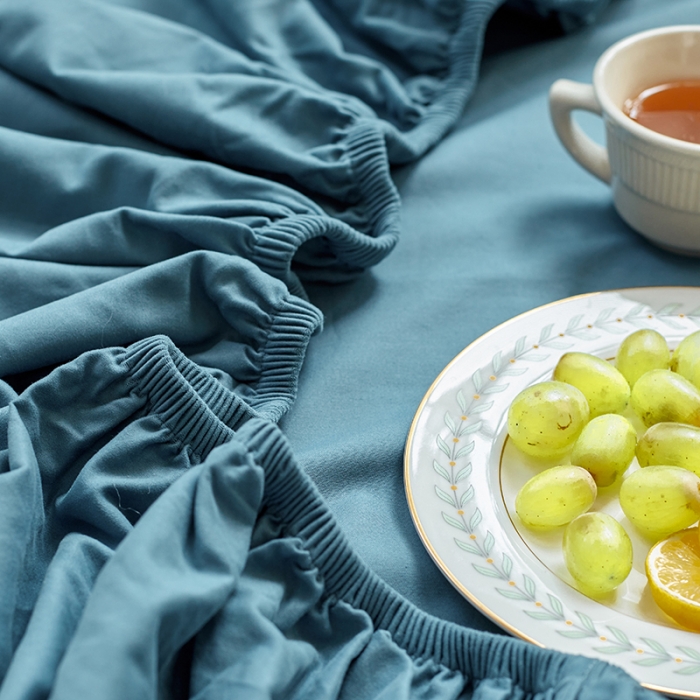 91家纺网 家纺一手货源 找家纺 小米笠 2021年新100支100s全棉磨毛抗菌床笠三件套 月光蓝