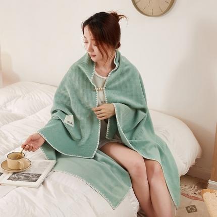 91家纺网 家纺一手货源 找家纺 坦客毯业 2025年华夫格牛奶绒毛毯午睡毯子盖毯披肩毯苹果绿