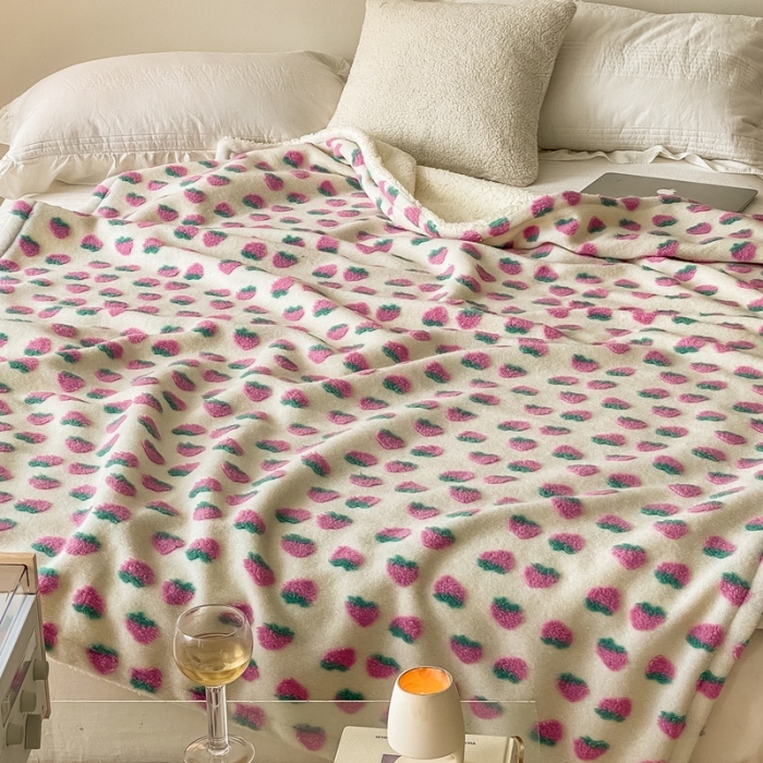 91家纺网 家纺一手货源 找家纺 萝莉 2021新款立体羊毛绒双层毯 草霉