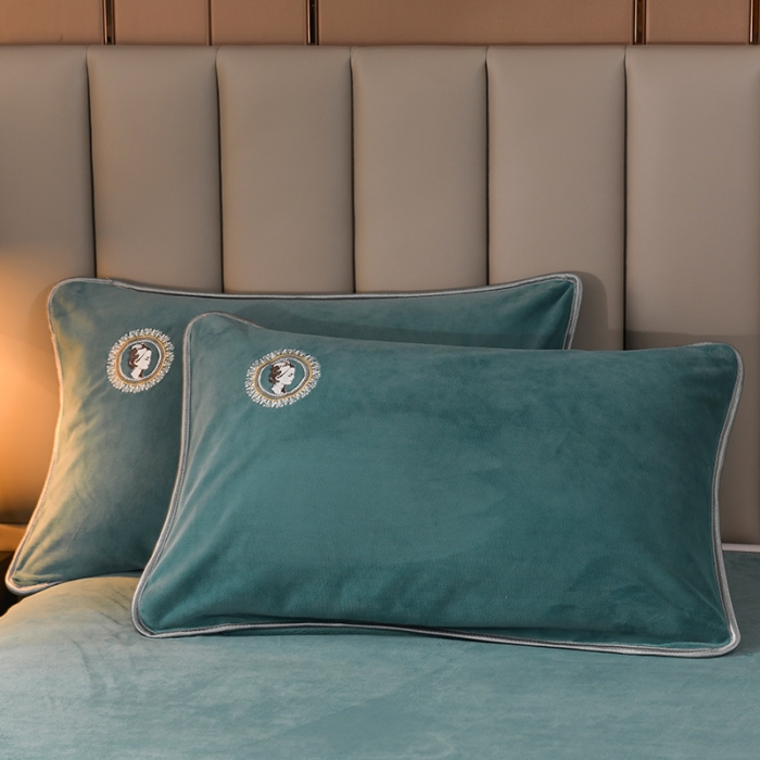 91家纺网 家纺一手货源 找家纺 迷仙巢 2021新款牛奶绒系列四件套典雅 典雅-豆绿