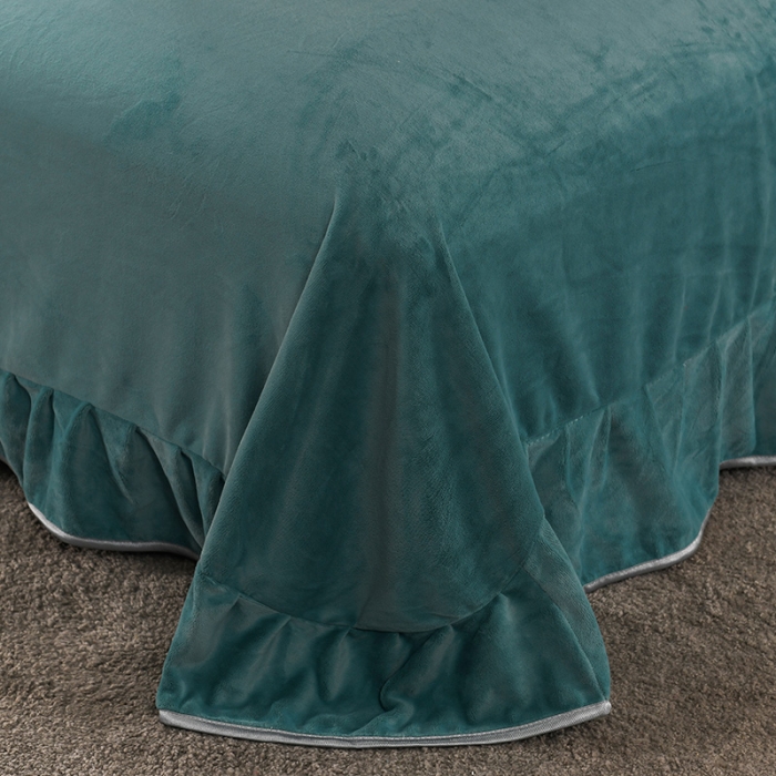 91家纺网 家纺一手货源 找家纺 迷仙巢 2021新款牛奶绒系列四件套枫叶 枫叶-豆绿