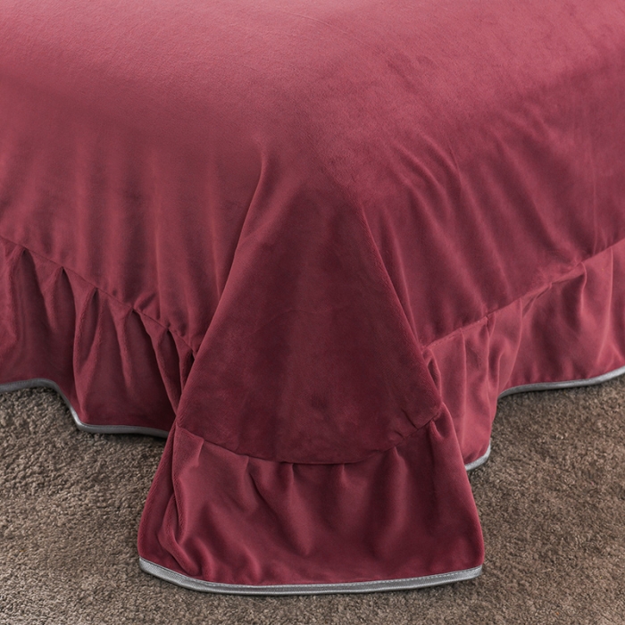 91家纺网 家纺一手货源 找家纺 迷仙巢 2021新款牛奶绒系列四件套枫叶 枫叶-豆沙