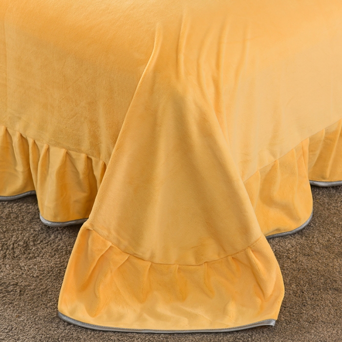 91家纺网 家纺一手货源 找家纺 迷仙巢 2021新款牛奶绒系列四件套枫叶 枫叶-鹅蛋黄