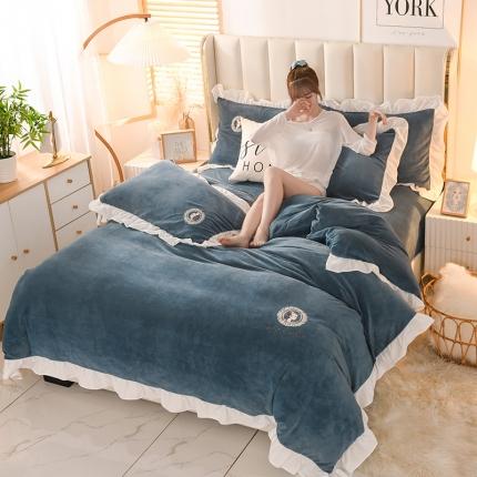 迷仙巢 2021新款牛奶绒系列四件套公主 公主-宾利蓝