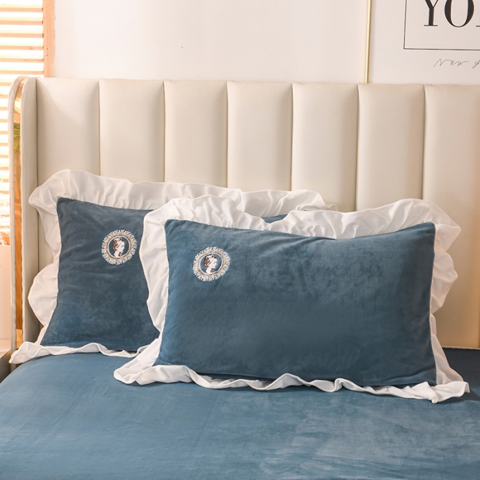 91家纺网 家纺一手货源 找家纺 迷仙巢 2021新款牛奶绒系列四件套公主 公主-宾利蓝