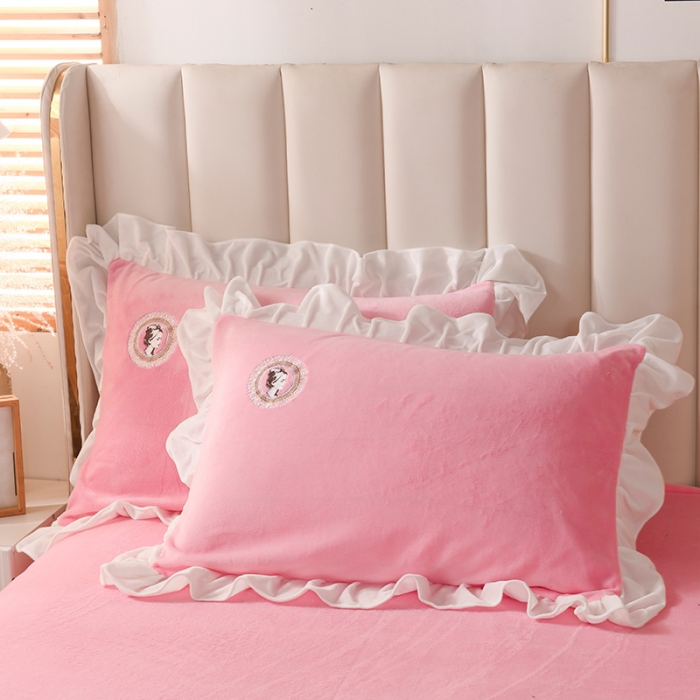 91家纺网 家纺一手货源 找家纺 迷仙巢 2021新款牛奶绒系列四件套公主 公主-粉玉