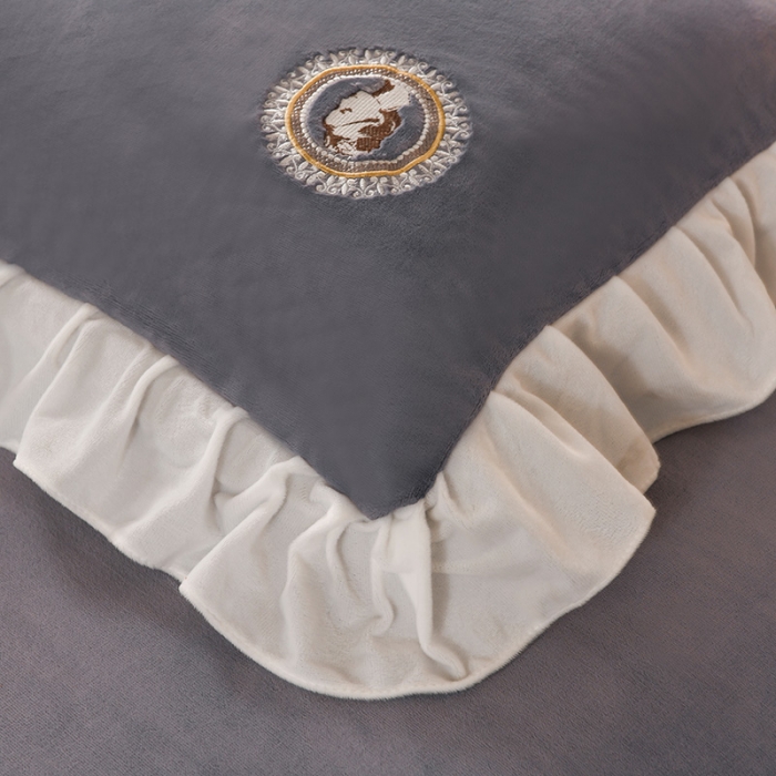 91家纺网 家纺一手货源 找家纺 迷仙巢 2021新款牛奶绒系列四件套公主 公主-高级灰