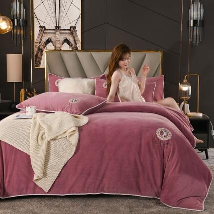 91家纺网 家纺一手货源 找家纺 迷仙巢 2021新款婴儿绒系列四件套倾城 倾城-豆沙