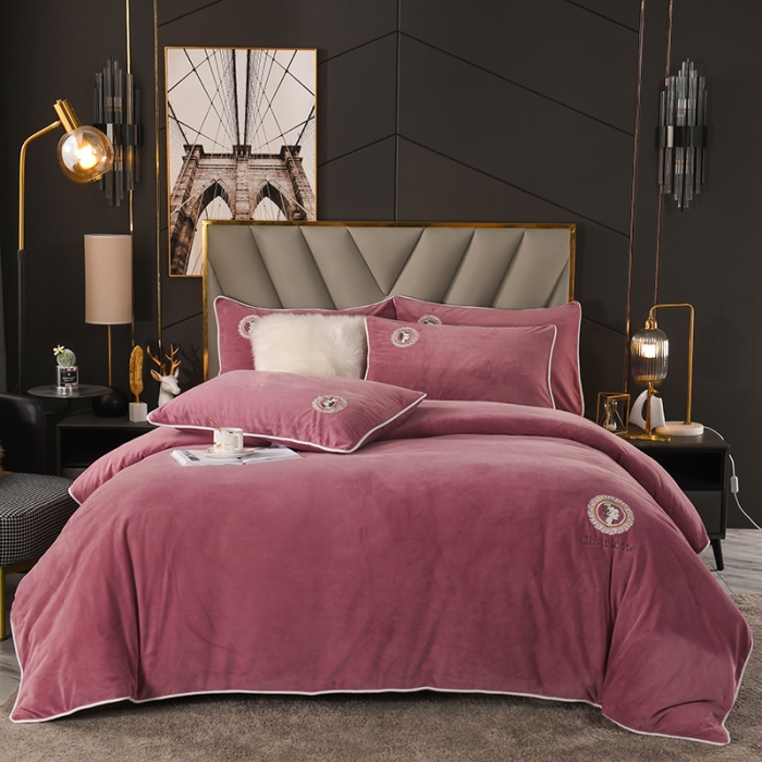 91家纺网 家纺一手货源 找家纺 迷仙巢 2021新款婴儿绒系列四件套倾城 倾城-豆沙