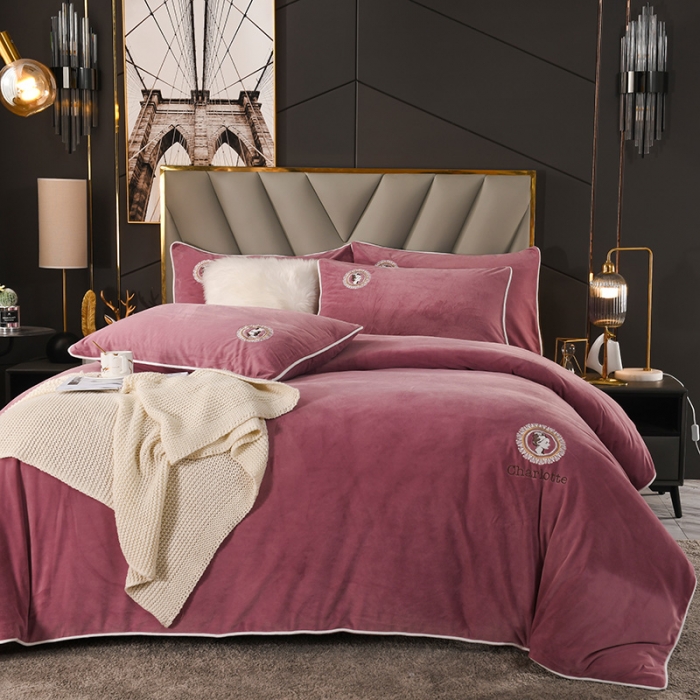 91家纺网 家纺一手货源 找家纺 迷仙巢 2021新款婴儿绒系列四件套倾城 倾城-豆沙