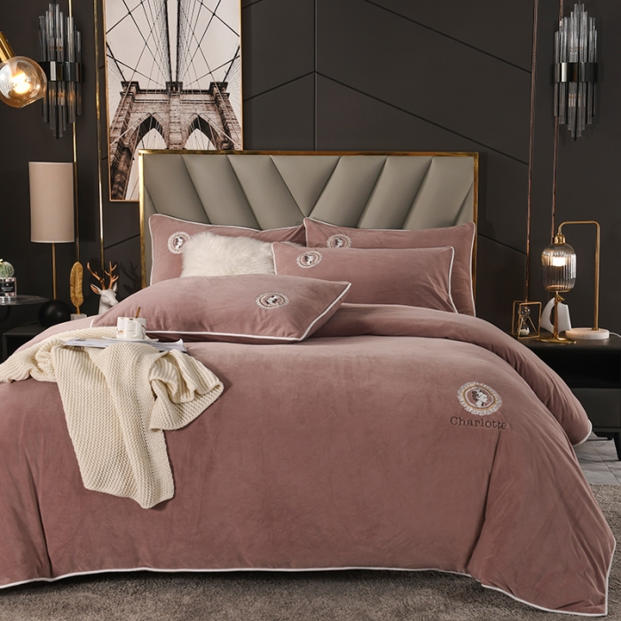 91家纺网 家纺一手货源 找家纺 迷仙巢 2021新款婴儿绒系列四件套倾城 倾城-浅咖