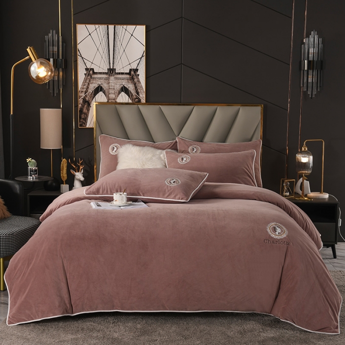 91家纺网 家纺一手货源 找家纺 迷仙巢 2021新款婴儿绒系列四件套倾城 倾城-浅咖