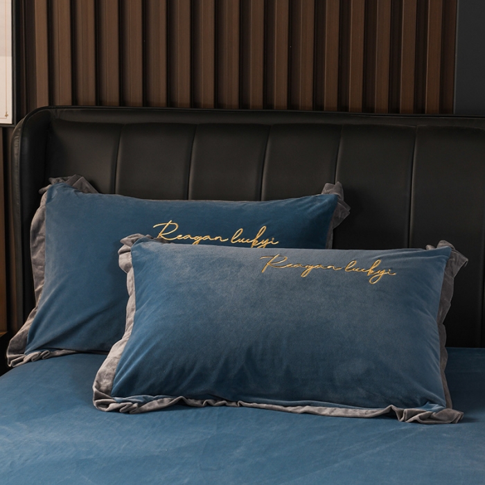 91家纺网 家纺一手货源 找家纺 迷仙巢 2021新款婴儿绒系列四件套盛世 盛世-宾利蓝