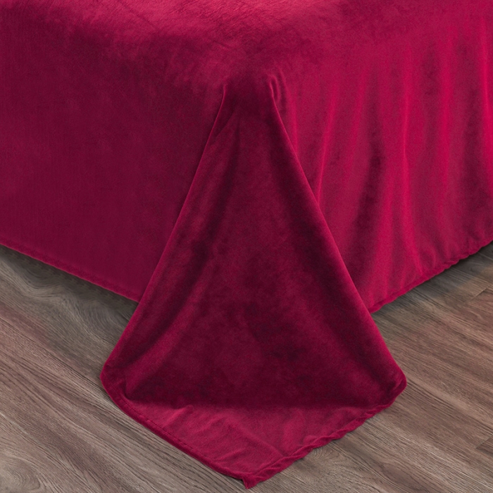 91家纺网 家纺一手货源 找家纺 迷仙巢 2021新款婴儿绒系列四件套盛世 盛世-酒红