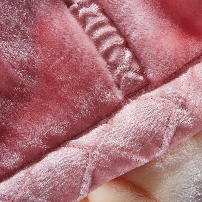 91家纺网 家纺一手货源 找家纺 宜派家纺 2021新款双层加厚拉舍尔毛毯 278粉