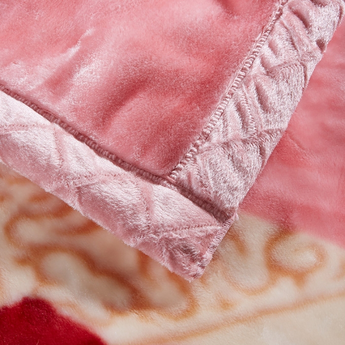 91家纺网 家纺一手货源 找家纺 宜派家纺 2021新款双层加厚拉舍尔毛毯 278粉