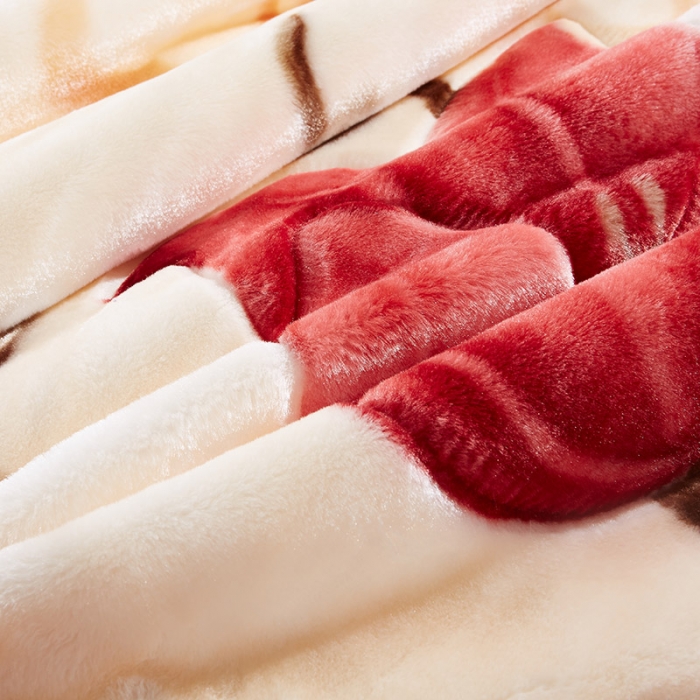 91家纺网 家纺一手货源 找家纺 宜派家纺 2021新款双层加厚拉舍尔毛毯 爱恋百合