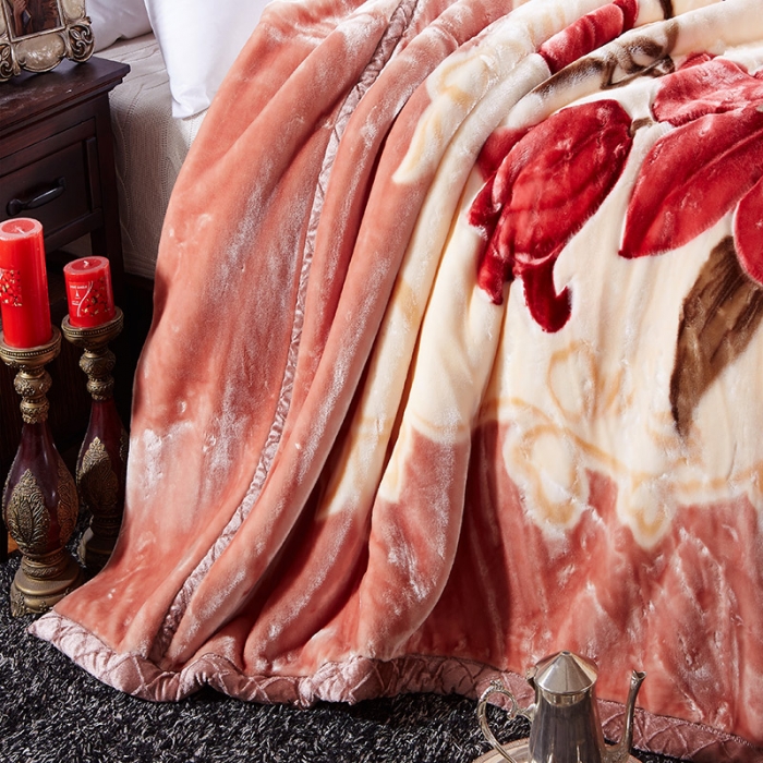 91家纺网 家纺一手货源 找家纺 宜派家纺 2021新款双层加厚拉舍尔毛毯 爱恋百合