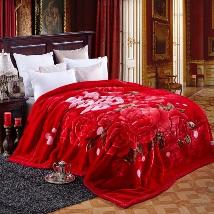 91家纺网 家纺一手货源 找家纺 宜派家纺 2021新款双层加厚拉舍尔毛毯 红双喜