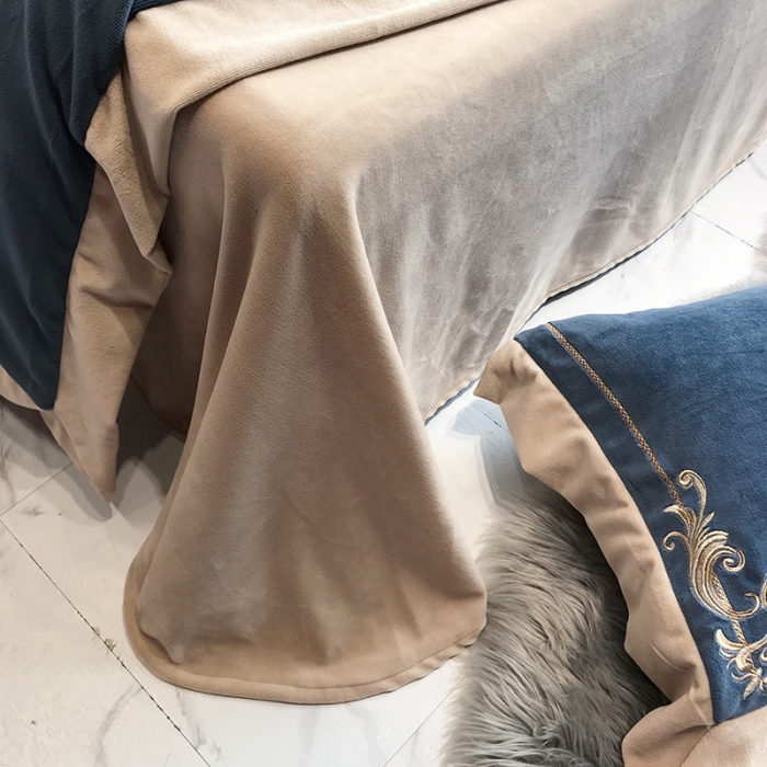 91家纺网 家纺一手货源 找家纺 馨蕊2021秋冬轻奢煦暖绒 巴比伦系列 巴比伦-藏蓝