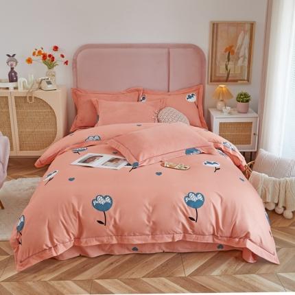 91家纺网 家纺一手货源 找家纺 （总）杜先生 2021新款230克牛奶绒拼角被边款四件套